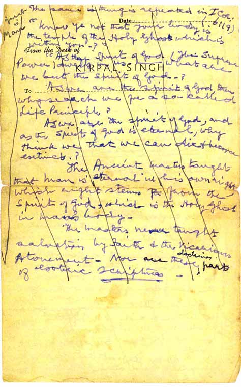 Die Höchste Kraft – Originalmanuskript von Kirpal Singh